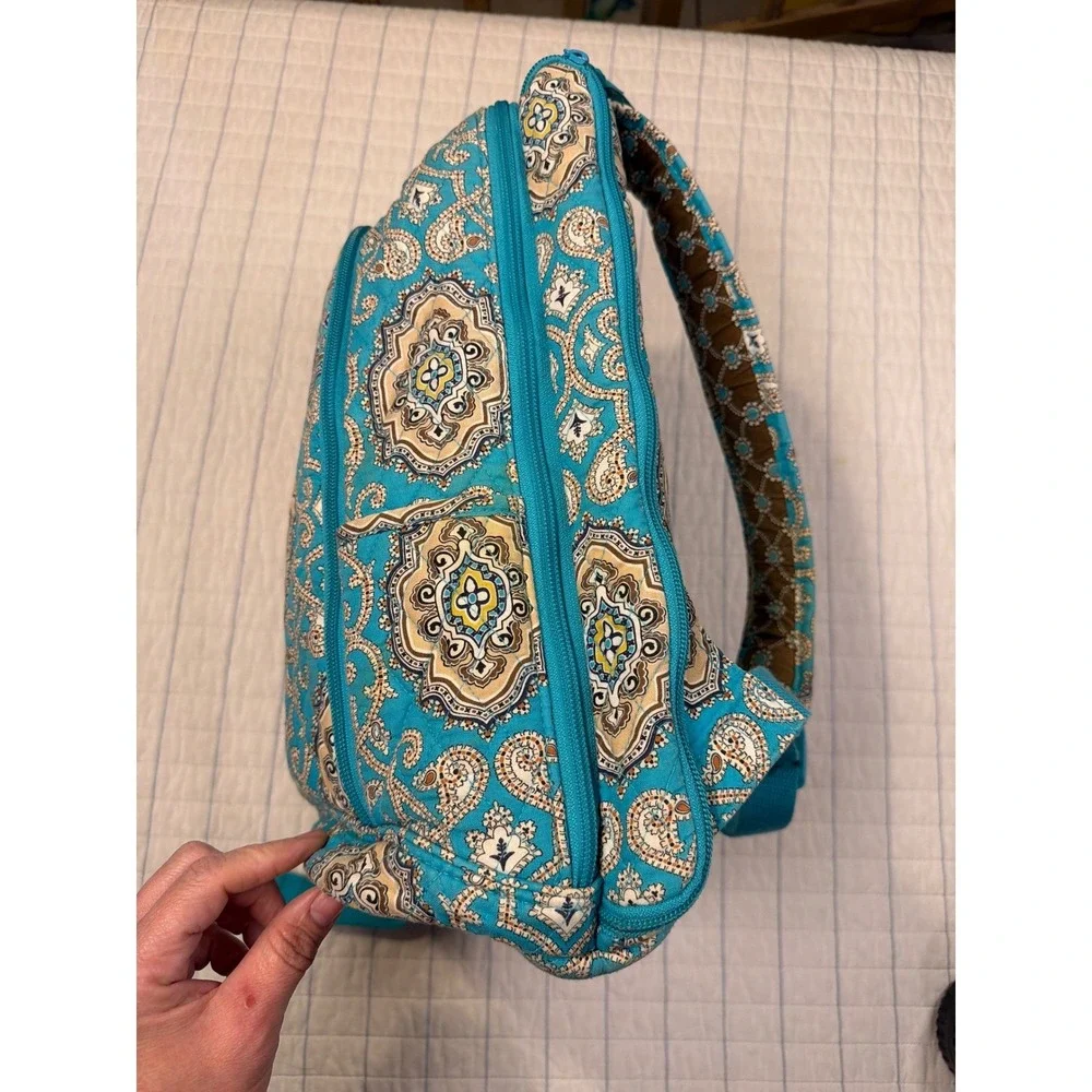 Vera Bradley Quilted Cotton Backpack & Matching Wristlet Blue Turquoise‎ Paisley